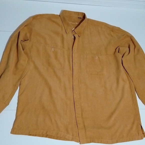 Platinum  mode mens orange/brown super soft 2xl button-down shirt - Picture 1 of 6